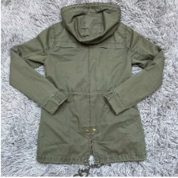 Ambiance Muted Olive Green Hooded Utility Jacket  - Size Medium - Picture 7 of 7